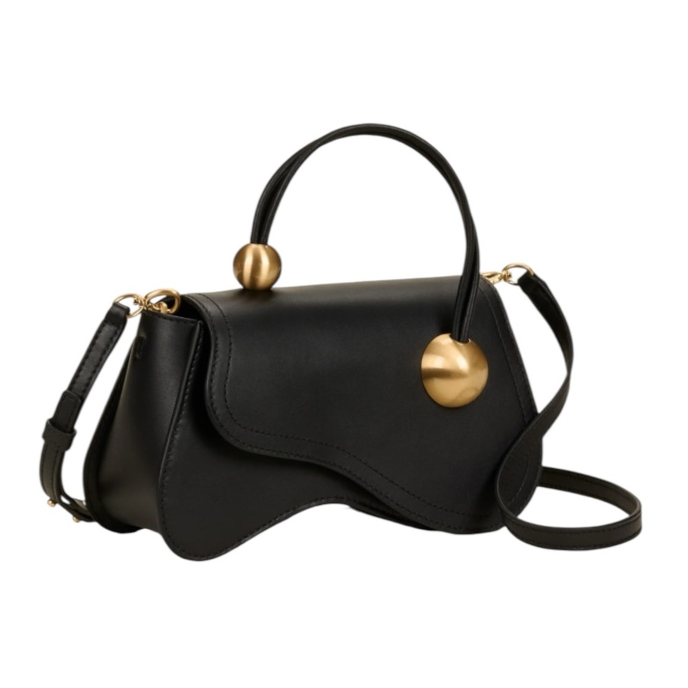 cult gaia Kazia‎ Regular Crossbody Black Leather Gold Bag - Picture 3 of 6